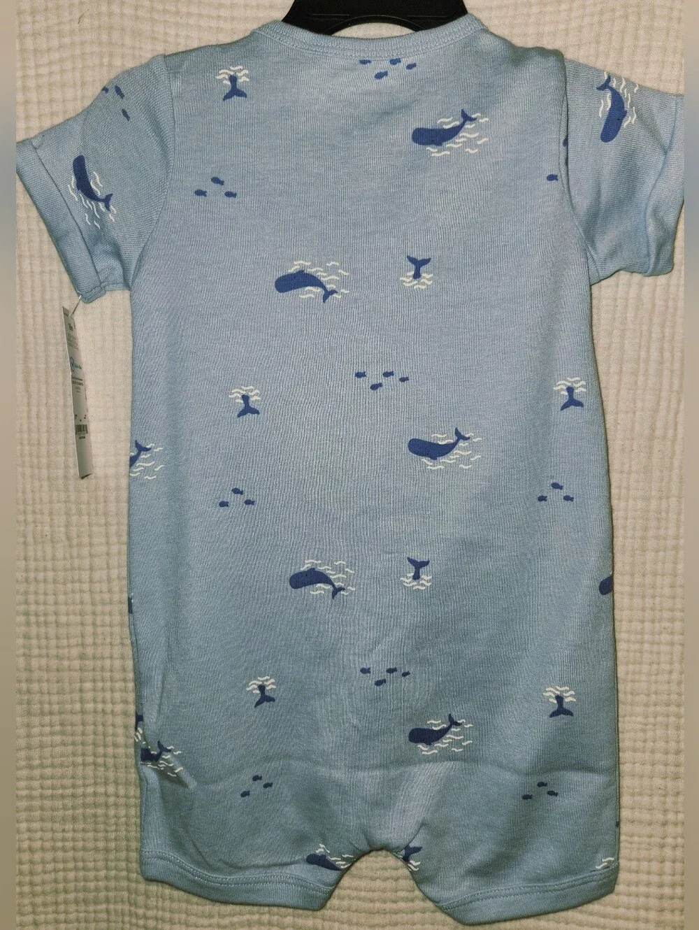 Carter's Child Of Mine Boy Romper Blue Whale Appliqué Short Sleeves 18M  NWT
